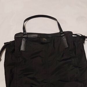 Great Burberry Black Buckleigh Nylon Leather Trim Large Tote Bag
